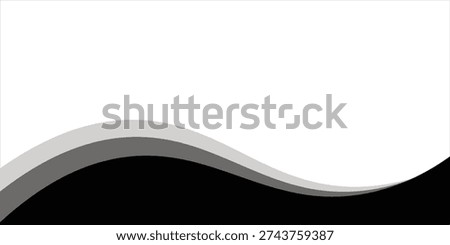 A clean and minimalist abstract background featuring flowing black, grey, and white waves. This elegant curved design is ideal for professional business headers, modern web banners, and monochrome aesthetic projects.eps 10