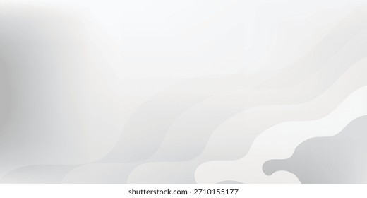 Una composición abstracta y minimalista en blanco y gris claro, con Formas suaves, onduladas y en capas y una sutil textura geométrica de cuadrícula de píxeles en el lateral.