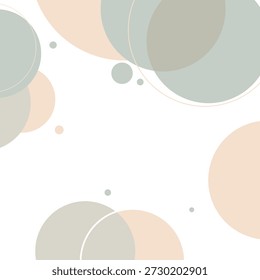 Sauberer minimalistischer Hintergrund mit Kreisen und Halbkreisen in Grün und Beige gedämpft platziert in Ecken verlassen weißes Zentrum