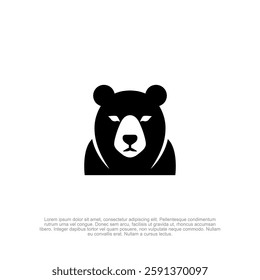 Clean and minimalist bear head logo, showcasing strength and simplicity for a bold yet approachable brand identity