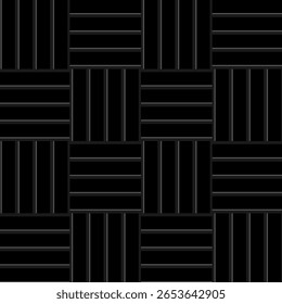 Um fundo preto limpo, minimalista com linhas geométricas é ideal para papel de parede digital. O layout é elegante e estruturado com linhas nítidas.