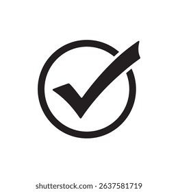 A clean, minimalist black checkmark icon enclosed within a circle on a white background.