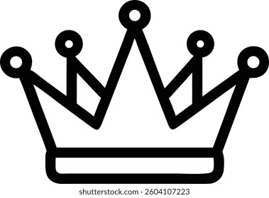 A clean, minimalist black line art crown icon