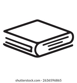 A clean, minimalist black line drawing of a book, viewed in perspective Simple black line art illustration of a book icon