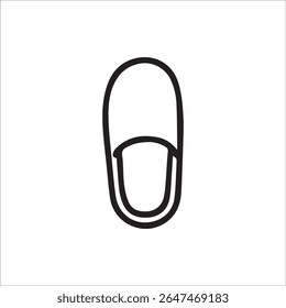 Um ícone de contorno preto minimalista limpo retratando um chinelo acolhedor da casa, ideal para representar conforto, relaxamento e calçado interior em várias aplicações digitais e de impressão.