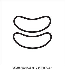 Um ícone de vetor de contorno preto limpo e minimalista mostrando dois sob manchas de olhos, perfeito para ilustrar produtos de beleza, rotinas de cuidados com a pele ou conceitos de bem-estar de uma maneira simples e clara.
