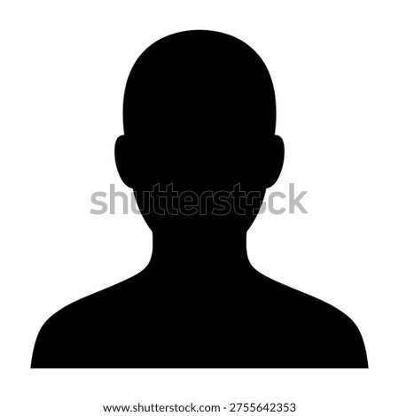 A clean and minimalist black silhouette of a human head and shoulders bust, perfect for use as a profile avatar placeholder or user account icon.
