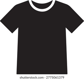 A clean, minimalist black t-shirt featuring a white collar and cuffs, ideal for casual wear or stock illustrations.