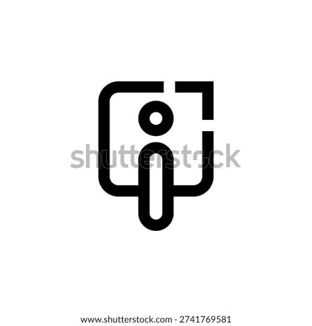 A clean, minimalist black and white icon featuring the letter 'i' inside a rounded square, symbolizing information and data.
