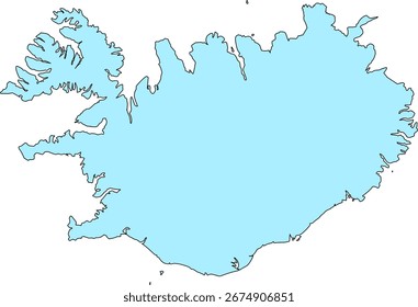 Un mapa de contorno limpio, minimalista y en blanco de Islandia en un fresco color azul hielo. Ideal para presentaciones profesionales, reportajes, o como un elemento gráfico único y elegante.

