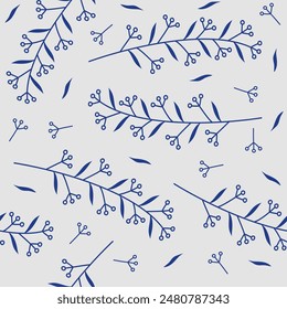 clean minimalist branch plant leaves elegant seamless pattern background wallpaper 