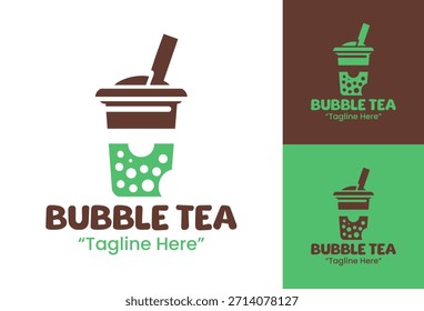 A clean minimalist bubble tea logo perfect for premium drink bars and modern beverage franchises.