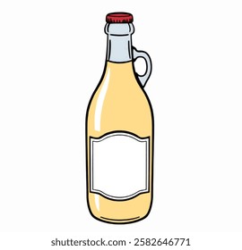 A clean, minimalist cartoon of a cider bottle, ideal for farm themed games and related interface elements.