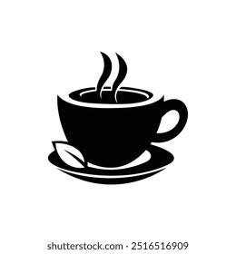 A clean and minimalist coffee cup silhouette logo perfect for coffee shop branding, product packaging, or cafe menus
