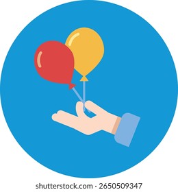 Una colección limpia y minimalista de iconos de diseño plano con varios tipos de globos, perfecta para proyectos de celebración o de fiesta. Formas simples y colores vibrantes.