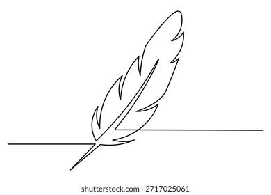 Dibujo de línea continua minimalista limpio de una pluma de pájaro
