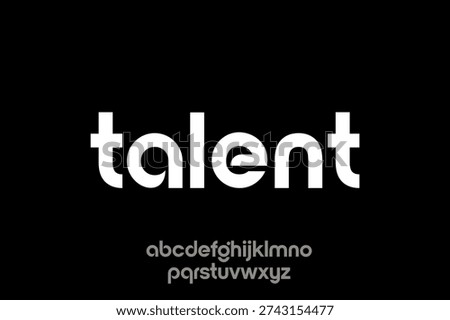 A clean, minimalist design featuring the word 'talent' in a bold, white sans-serif font against a stark black background, with the lowercase alphabet displayed below.