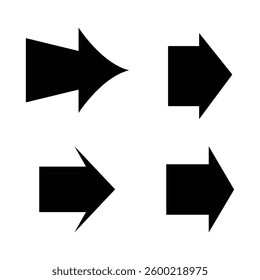 A clean and minimalist design of four distinct, black directional arrows against a pure white backdrop.