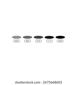 A clean, minimalist display of grayscale color swatches, perfect for showcasing various shades of gray and black for design, printing, or color matching projects.