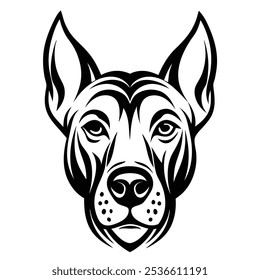 A clean and minimalist dog head vector featuring sharp lines and detailed features. Perfect for logos, decals, or designs that capture the loyalty and charm of man's best friend.