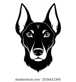 Un Vector de cabeza de perro limpio y minimalista con líneas afiladas y características detalladas. Perfecto para logotipos, calcomanías o diseños que capturan la lealtad y el encanto del mejor amigo del hombre.