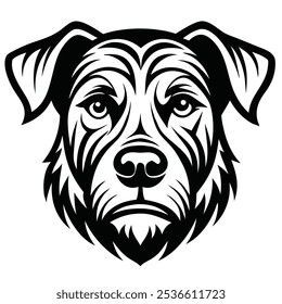 A clean and minimalist dog head vector featuring sharp lines and detailed features. Perfect for logos, decals, or designs that capture the loyalty and charm of man's best friend.