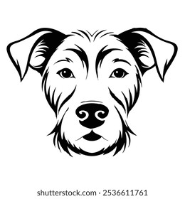 A clean and minimalist dog head vector featuring sharp lines and detailed features. Perfect for logos, decals, or designs that capture the loyalty and charm of man's best friend.