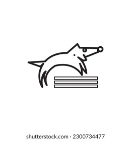 clean minimalist dog training visual logo, highly creative monogram style icon symbol.