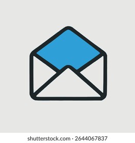 Clean minimalist email envelope icon vector. Perfect for websites, newsletters, apps, contact buttons, marketing materials, or UI design. Editable EPS, isolated on transparent background.