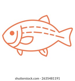 Clean and minimalist fish line drawing perfect for ocean-themed branding, packaging, decor, or tattoos. A modern and versatile illustration suitable for vector markets and creative projects.