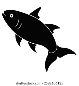 A clean, minimalist fish silhouette icon in vector format, perfect for marine, aquatic, and nature-themed designs. Ideal for logos, websites, and creative projects.