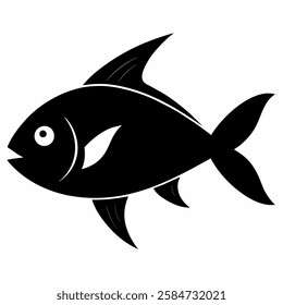 A clean, minimalist fish silhouette icon in vector format, perfect for marine, aquatic, and nature-themed designs. Ideal for logos, websites, and creative projects.