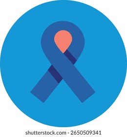 A clean, minimalist flat design featuring a single blue ribbon icon. This versatile graphic is perfect for awards, achievements, or recognition themes, presented in a simple, modern style.