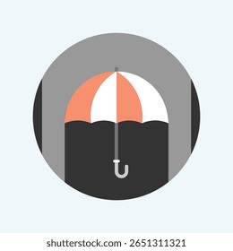Un diseño plano limpio y minimalista de un paraguas, perfecto para Clima, viajes o temas de protección. Presenta líneas simples y rellenos de color sólido.