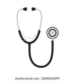 Um vetor de design plano limpo e minimalista ilustração de um estetoscópio, universalmente simbolizando cuidados médicos, diagnóstico e profissionais de saúde. Perfeito para clínicas, hospitais.