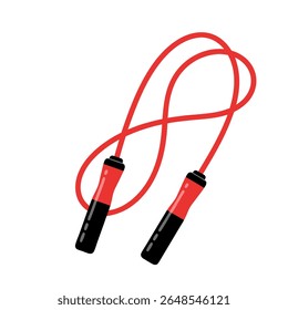 A clean and minimalist flat design vector illustration of a red skipping rope, symbolizing fitness, exercise, and a healthy lifestyle. Perfect for gym promotions, workout apps.