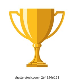 A clean and minimalist flat design vector illustration of a golden trophy cup, universally symbolizing victory, success, and achievement. Perfect for competitions, awards ceremonies.