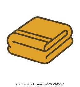A clean and minimalist flat design vector illustration of a neatly folded towel or blanket, symbolizing comfort, warmth, and household essentials. Perfect for home decor, bathroom themes.