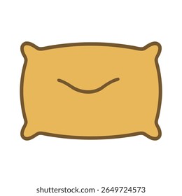 Ilustração de vetor de design plano limpo e minimalista de um travesseiro amarelo suave, simbolizando descanso, conforto e sono tranquilo. Perfeito para temas de quarto, aplicativos de bem-estar.
