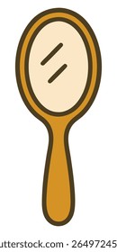 A clean and minimalist flat design vector illustration of a hand mirror, symbolizing beauty, reflection, and personal care. Perfect for cosmetic brands, salons.