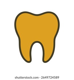 A clean and minimalist flat design vector illustration of a solid yellow tooth, symbolizing dental health, hygiene, and oral care. Perfect for dentistry, medical clinics, designs emphasizing wellness.