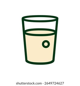 A clean and minimalist flat design vector illustration of a glass filled with a light beverage, symbolizing healthy drinks, refreshment, and daily nutrition. Perfect for food themes.