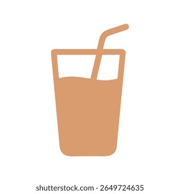 A clean and minimalist flat design vector illustration of a glass with a straw, symbolizing cold drinks, refreshment, and casual beverages. Perfect for food themes, healthy lifestyle content.