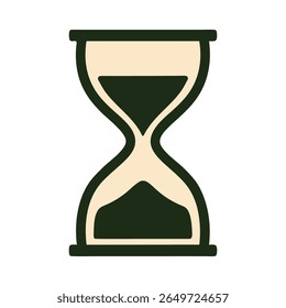 A clean and minimalist flat design vector illustration of an hourglass with falling sand, symbolizing time, deadlines, and the passage of moments. Perfect for planning, productivity.