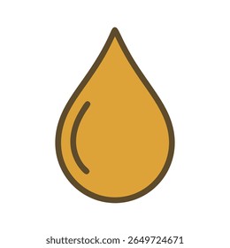 A clean and minimalist flat design vector illustration of a single liquid drop, symbolizing oil, essence, or fluid. Perfect for cosmetics, food products, and designs emphasizing natural extracts.