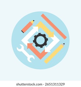 Um ícone plano, limpo e minimalista, com uma engrenagem ou roda dentada, simbolizando a indústria, a mecânica ou as configurações. Este gráfico versátil é ideal para tecnologia e aplicativos de negócios.