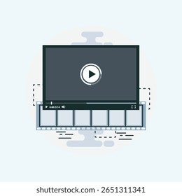 A clean, minimalist flat icon featuring a play button, perfect for media players, streaming services, and digital interfaces. Simple and universally recognized.