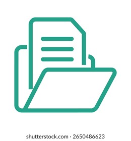 A clean, minimalist flat icon representing a document or file, rendered with simple shapes and solid colors, suitable for digital interfaces and applications.