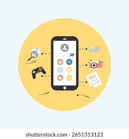 A clean, minimalist flat icon representing app settings, featuring a gear or cogwheel symbol with a simple, modern aesthetic suitable for user interfaces.