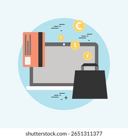 Un conjunto de iconos planos limpios y minimalistas diseñados para compras en línea, con símbolos esenciales de comercio electrónico en un estilo moderno y simplificado adecuado para interfaces digitales.